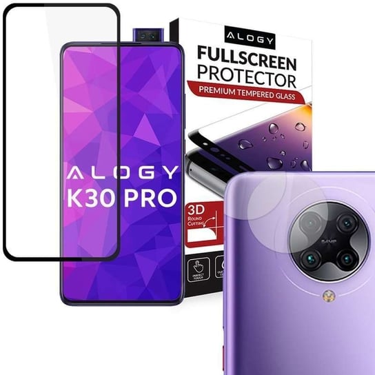 Szkło Alogy Full Glue do Xiaomi Redmi K30 Pro Czarne + 2x Szkło na obiektyw Alogy