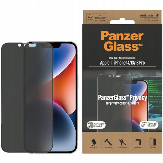 Szkło Do Iphone 14, Panzerglass Uw Privacy + Ramka PanzerGlass