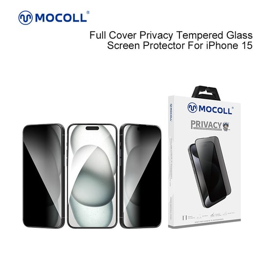Szkło hartowane 2,5D Full Privacy z czarną ramką Mocoll do Apple iPhone 15 Mocoll