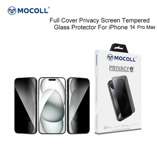 Szkło hartowane 2,5D Full Privacy z ramką Mocoll do Apple iPhone 14 Pro Max Mocoll