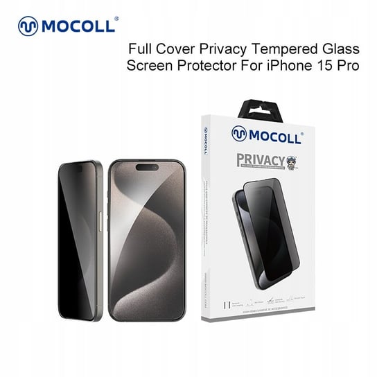 Szkło hartowane 2,5D Full Privacy z ramką Mocoll do Apple iPhone 15 Pro Mocoll