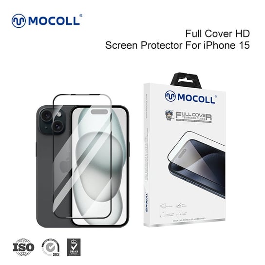 Szkło hartowane 2,5D transparentne z czarną ramką Mocoll do Apple iPhone 15 Mocoll