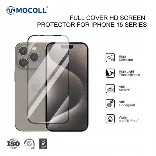 Szkło hartowane 2,5D transparentne z ramką Mocoll do Apple iPhone 15 ProMax Mocoll