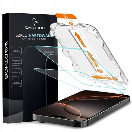 Szkło hartowane 9H Warthog do Apple iPhone 16 Pro 2szt. z Aplikatorem EZFit Warthog