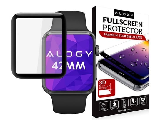 Szkło hartowane Alogy 3D do Apple Watch 42mm czarne 4kom.pl