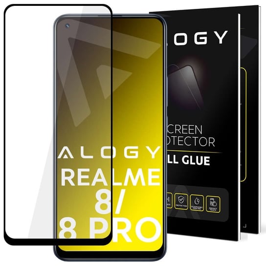 Szkło hartowane Alogy Full Glue do etui case friendly do Realme 8 / 8 Pro Czarne 4kom.pl