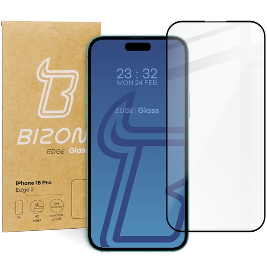 Szkło hartowane Bizon Glass Edge 2 do iPhone 15 Pro, czarne Bizon