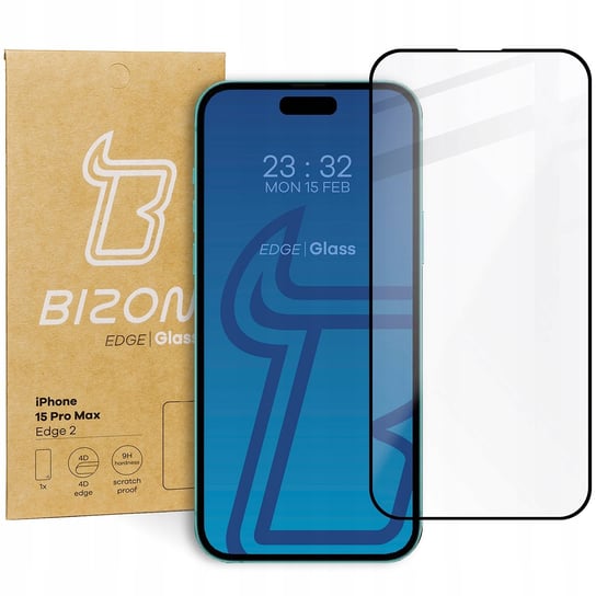 Szkło hartowane Bizon Glass Edge 2 do iPhone 15 Pro Max, czarne Bizon