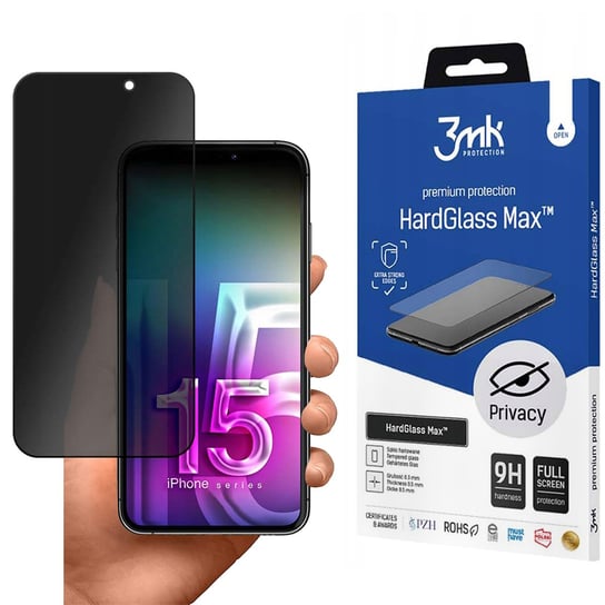 Szkło hartowane prywatyzujące Apple iPhone 15 Pro - 3mk HardGlass Max Privacy Black 3MK