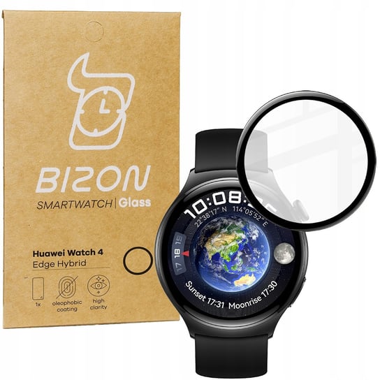 Szkło Hybrydowe Bizon Do Huawei Watch 4, Czarne Bizon