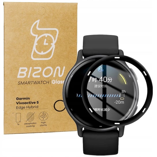 Szkło Hybrydowe Bizon Glass Watch Edge Hybrid Dla Garmin Vivoactive 5, Czarne Bizon