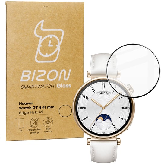 Szkło hybrydowe Bizon Glass Watch Edge Hybrid dla Huawei Watch GT 4 41 mm, czarne Bizon