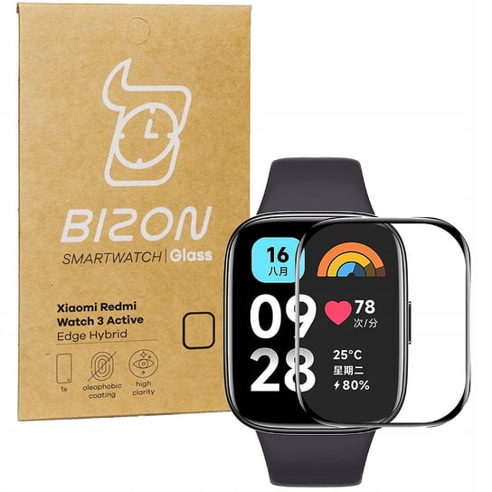 Szkło hybrydowe Bizon Glass Watch Edge Hybrid dla Redmi Watch 3 Active, czarne Bizon