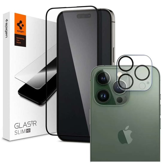 Szkło ochronne Spigen Glass FC do etui ochrona na telefon do Apple iPhone 14 Pro Black + Osłona na aparat Spigen