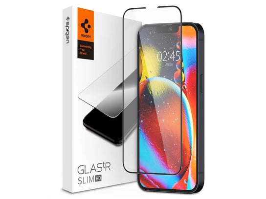 Szkło Spigen Glas.tR Slim FC do etui do Apple iPhone 13/ 13 Pro/ 14 Black + Kabel 1m Lightning Spigen