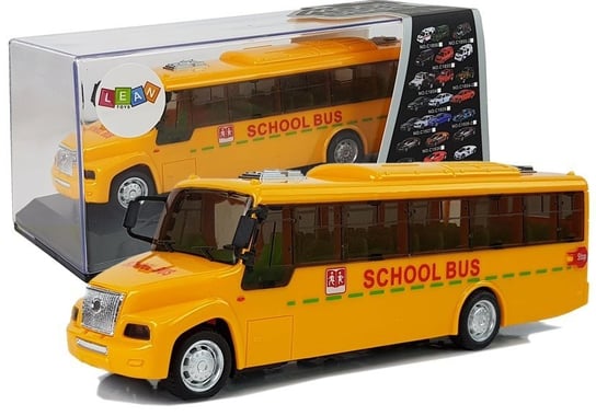 Szkolny Autobus Z Naciągiem Światłami I Dźwiękami Otwierane Drzwi Lean Toys