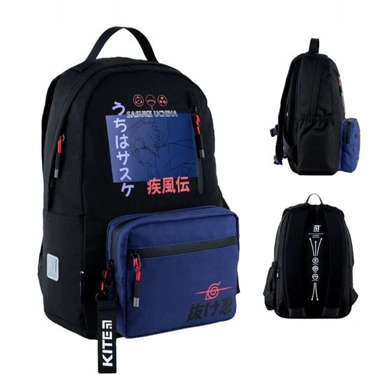 Szkolny plecak dla młodzieży do szkoły czarny z kolorowym Naruto Sasuke Kite KITE