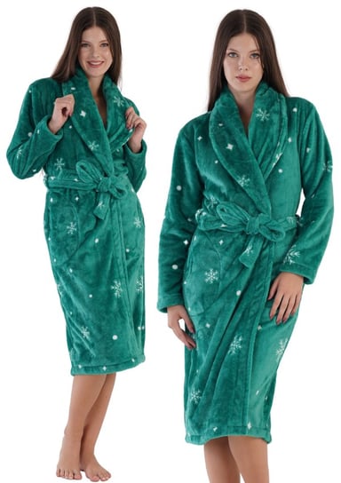 Szlafrok damski długi wiązany pluszowy z kieszeniami XL zimowy ciepły gruby Vienetta
