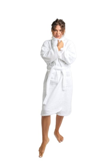 Szlafrok frotte unisex Lama Soft XL biały 450 gsm ze 100% bawełny uszlachetnionej wełną lamy Nefretete Nefretete