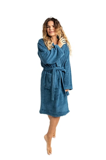 Szlafrok frotte unisex Lama Soft XL granatowy 450 gsm ze 100% bawełny uszlachetnionej wełną lamy Nefretete Nefretete