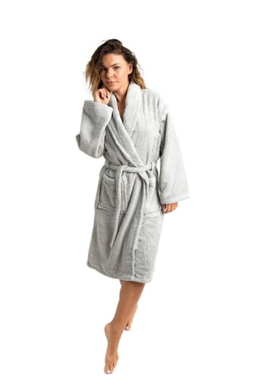 Szlafrok frotte unisex Lama Soft XL srebrny 450 gsm ze 100% bawełny uszlachetnionej wełną lamy Nefretete Nefretete