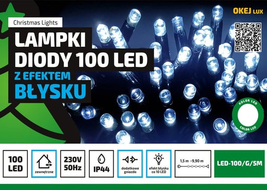 Sznur świetlny MULTIMIX, 10 m, 100 LED z błyskiem, OLED-100/G/5M/N, barwa niebieska Multimix