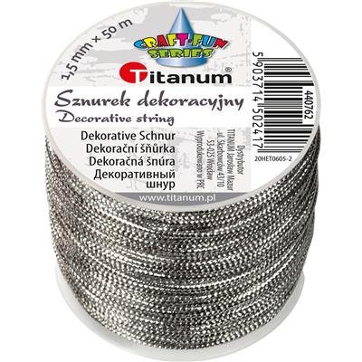 Sznurek metalizowany Titanum 50m Srebrny Titanum