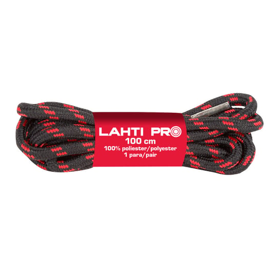 Sznurowadła okrągłe Czarno-czerwone L904010P, 10 par, 100 cm, Lahti Lahti PRO