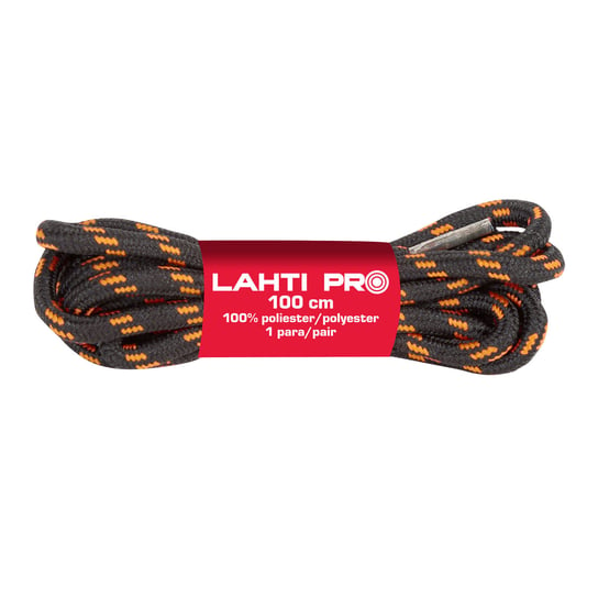 Sznurowadła okrągłe czarno-pomarańczowe L904030P, 10 par, 100 cm, Lahti Lahti PRO