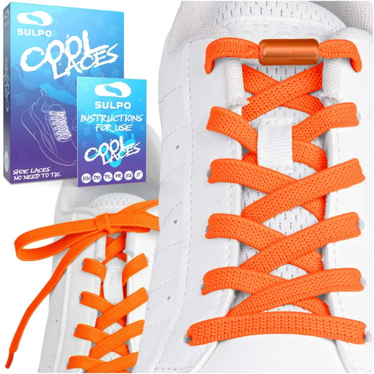 Sznurówki bez wiązania z zapinkami do butów 100 cm pomarańczowe Sulpo