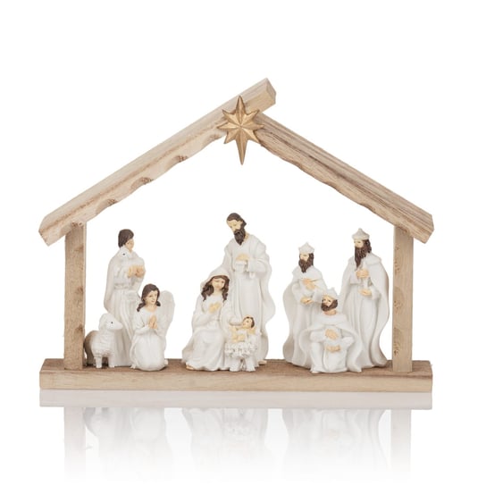 Szopka Bożonarodzeniowa Drewno Jasne Figurki Święta Rodzina Klasyczna Szopka Z Figurkami Boże Narodzenie Święte Miasto