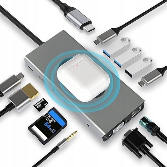 SZPACMATE Adapter/Hub USB C z bezprzewodowym ładowaniem, 13 w 1, z HDMI 4K Inna marka
