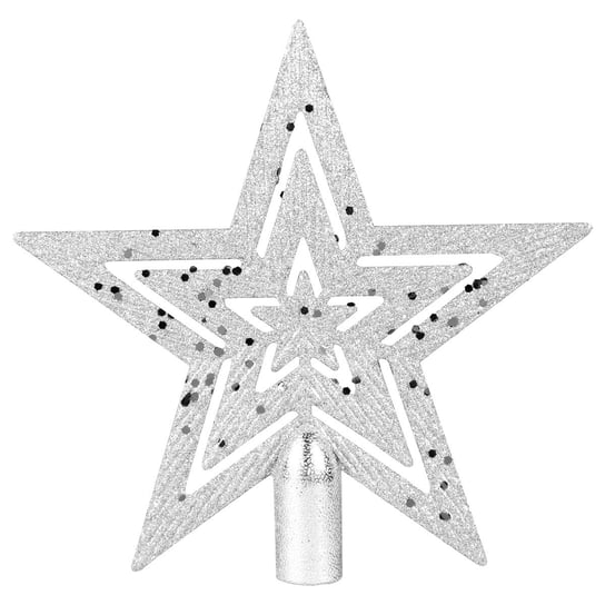 Szpic choinkowy gwiazda srebrna błyszczący czubek na choinkę 20cm Inna marka