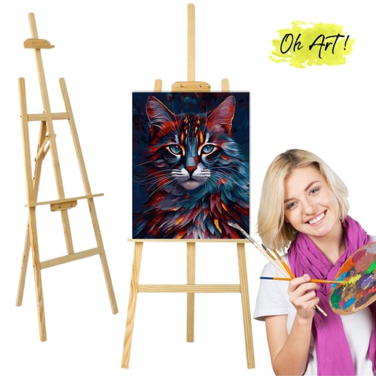 Sztaluga Drewniana Malarska Duża 175 cm Trójnożna Regulowana Sosnowa Dla Dzieci i Dorosłych Oh Art! Oh Art!