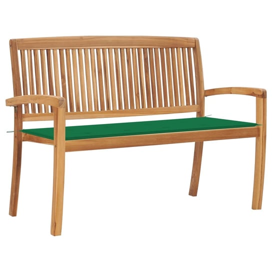 Sztaplowana ławka ogrodowa z poduszką, 128,5 cm, drewno tekowe vidaXL