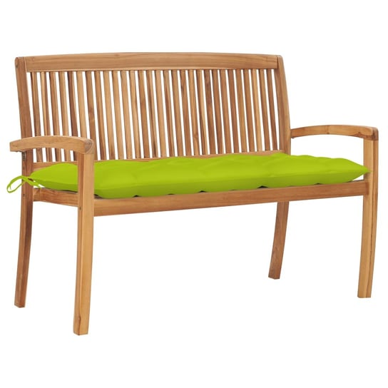 Sztaplowana ławka ogrodowa z poduszką, 128,5 cm, drewno tekowe vidaXL