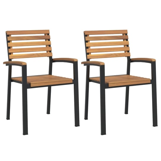 Sztaplowane krzesła ogrodowe, 2 szt., drewno akacj vidaXL