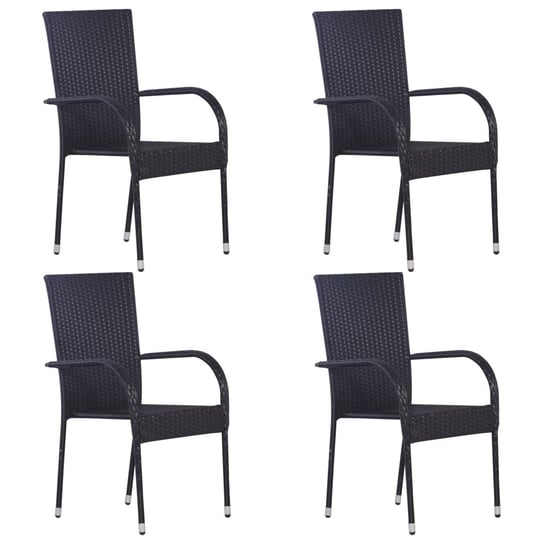 Sztaplowane krzesła ogrodowe, 4 szt., polirattan, czarne vidaXL