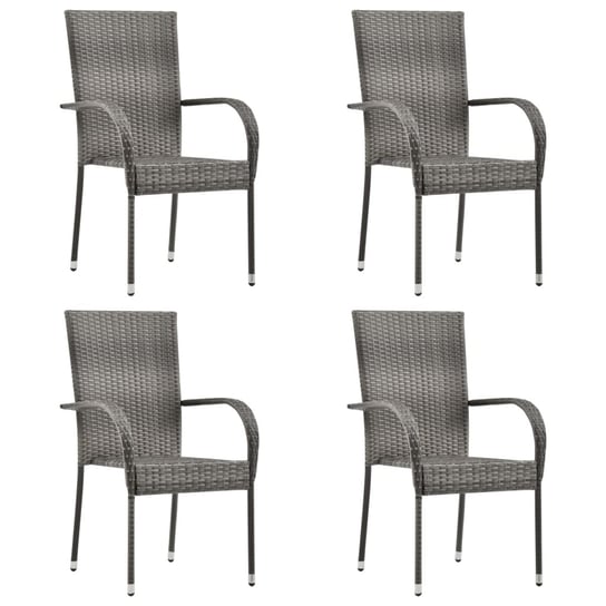 Sztaplowane krzesła ogrodowe, 4 szt., szare, polirattan vidaXL