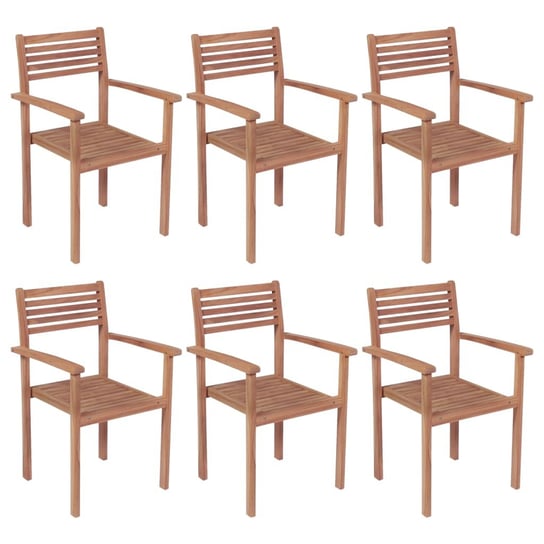 Sztaplowane krzesła ogrodowe, 6 szt., lite drewno tekowe vidaXL