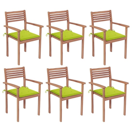 Sztaplowane krzesła ogrodowe z poduszkami, 6 szt., tekowe vidaXL
