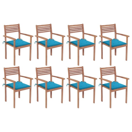 Sztaplowane krzesła ogrodowe z poduszkami, 8 szt., tekowe vidaXL