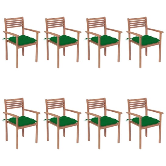 Sztaplowane krzesła ogrodowe z poduszkami, 8 szt., tekowe vidaXL