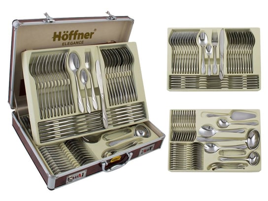 Sztućce w walizce Hoffner HF 7207 satyna 72 elementy zestaw widelce łyżki HOFFNER