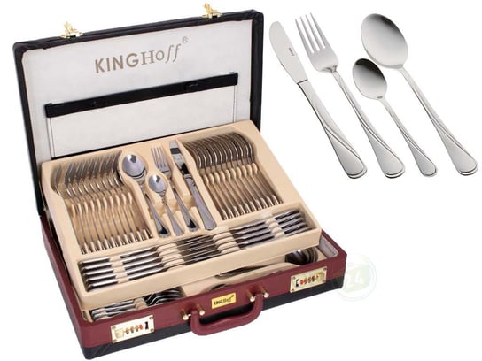 Sztućce w walizce KingHoff KH 3504 72 elementy zestaw widelce łyżki noże KINGHoff