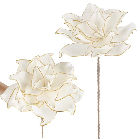Sztuczna gałązka kwiat dekoracja do domu biało-złoty Springos