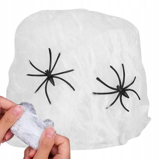 Sztuczna Pajęczyna Biała Z Pająkami Halloween Dekoracja Rozciągliwa VERK GROUP