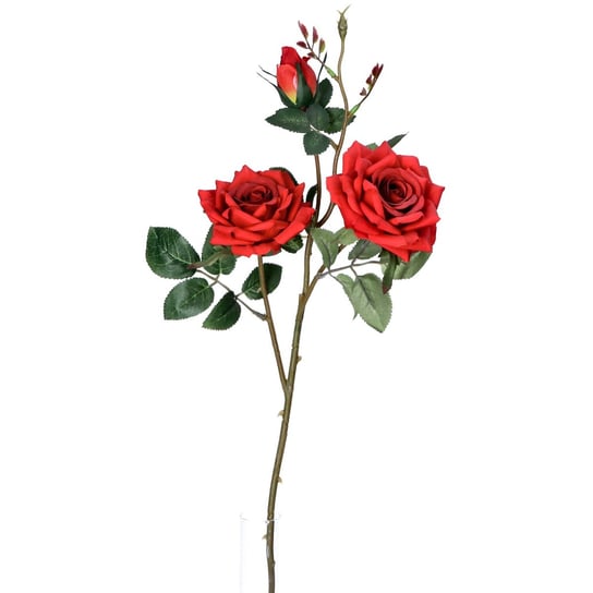 Sztuczna róża gałązka 3 kwiaty beżowa czerwona ABC