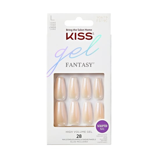 Sztuczne paznokcie tipsy Gel Fantasy brokatowe L FS19C KISS 1szt. KISS
