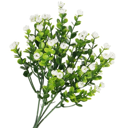 Sztuczny bukiet białych kwiatów 5 gałązek dekoracyjny 33 cm Springos